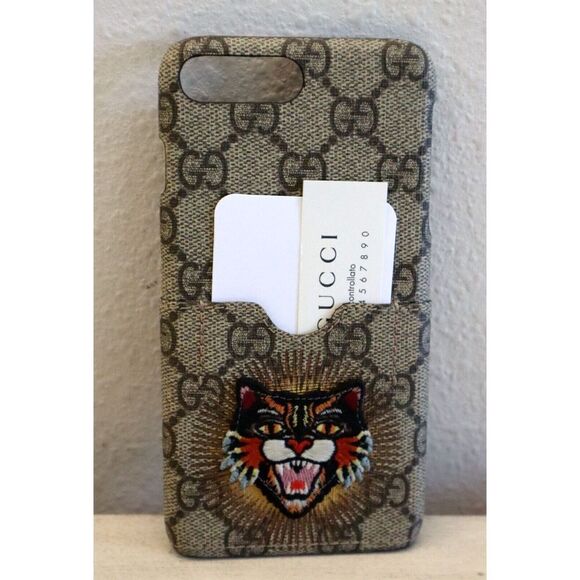 Authentic Gucci Unisex-Adult Cat Patch GG Supreme iPhone 8 Phone Case - Picture 1 of 8